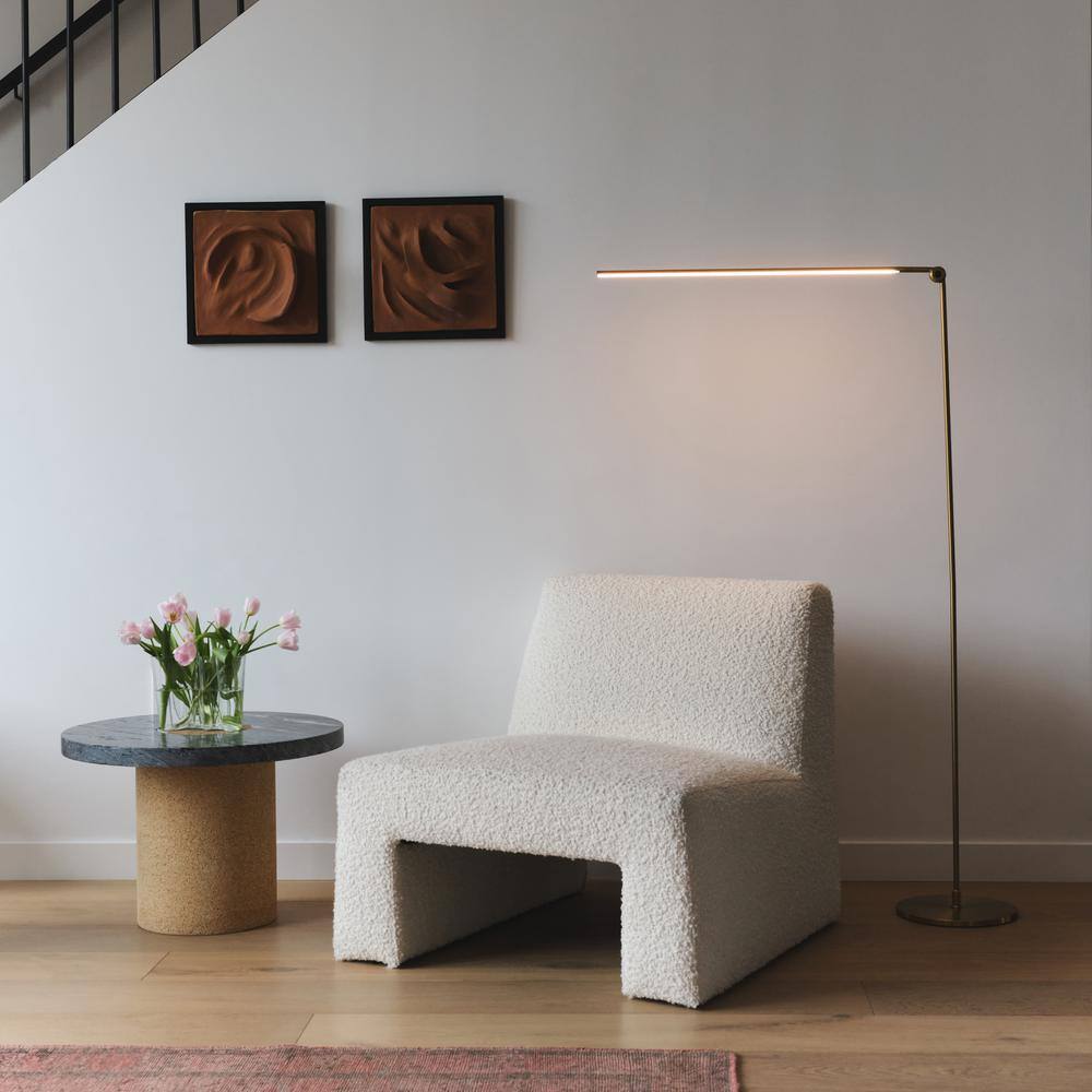 Libra Brass Adjustable LED Floor Lamp with 3-Way Switch
