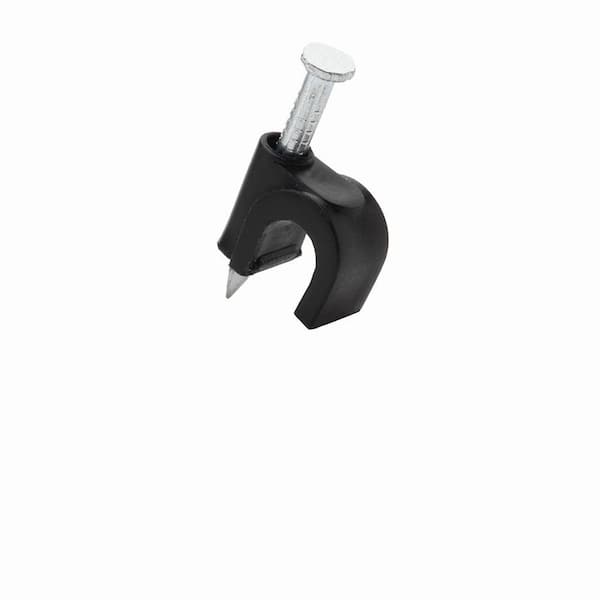 Commercial Electric Coaxial Nail-In Clips, Black (20-Pack)