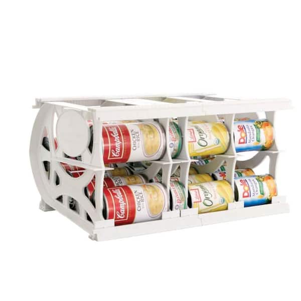 Unbranded White Cansolidator Rotational and Adjustable Pantry 40 Can Food Holder