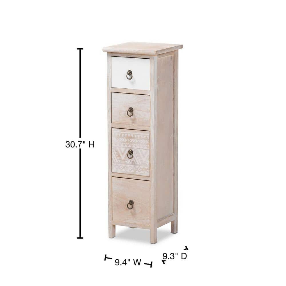 Seanna Multi-Colored Wood and Metal 4-Drawer Storage Unit