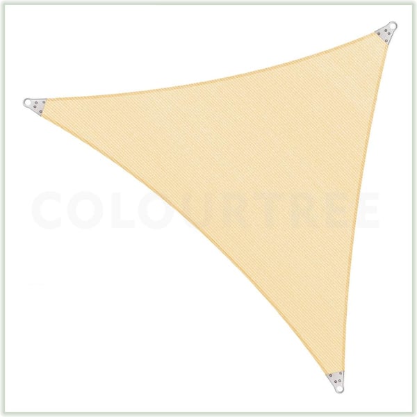 COLOURTREE 24 ft. x 24 ft. 260 GSM Reinforced (Super Ring) Beige Triangle Sun Shade Sail Screen Canopy, Patio and Pergola Cover
