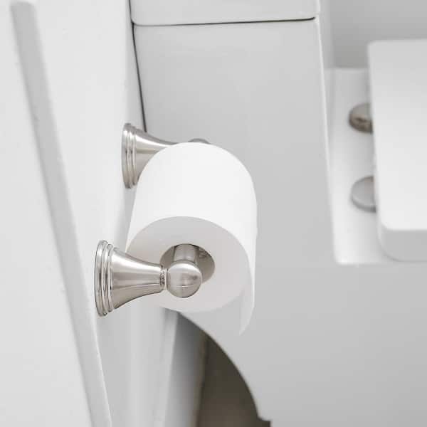 BWE Brushed Nickel Freestanding Double Post Toilet Paper Holder with Storage  in the Toilet Paper Holders department at