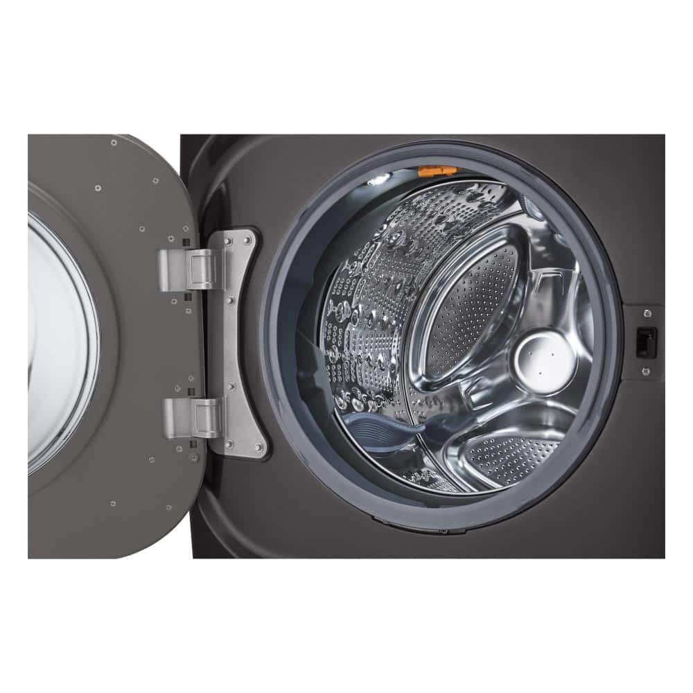 5.2 cu. Ft Stackable SMART Front Load Washer in Black Steel with Steam & Turbowash Technology