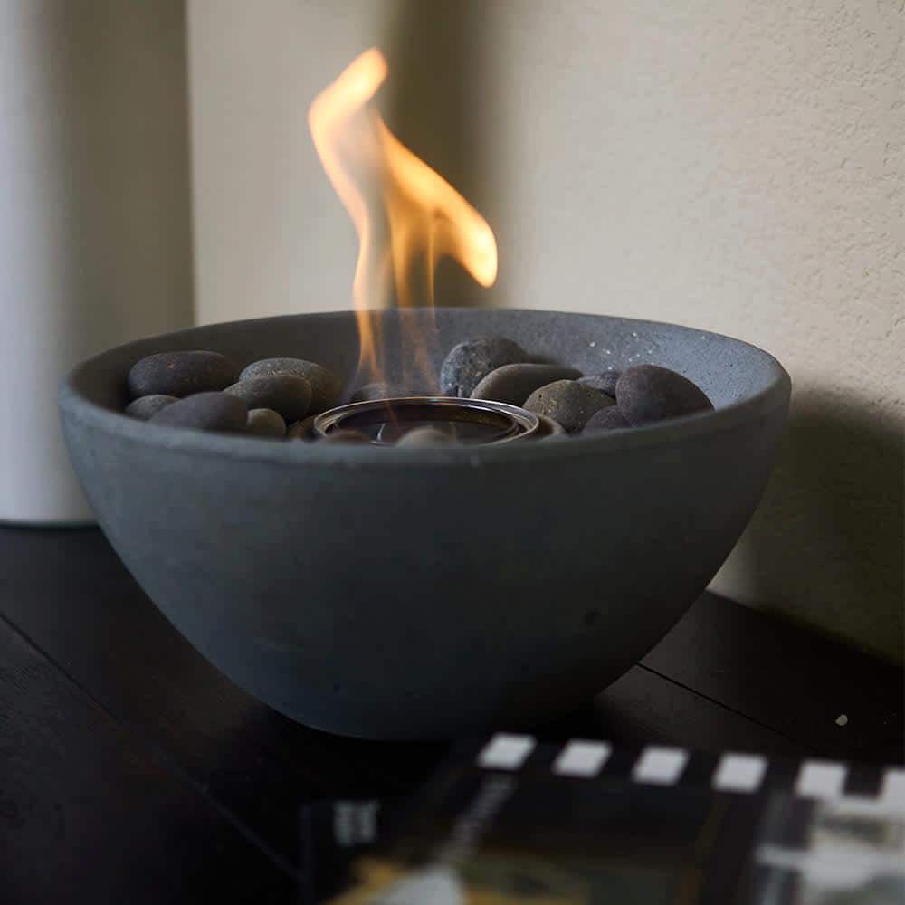 Geo Black Concrete Tabletop Gel Fuel Fire Bowl