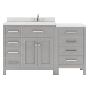 Caroline Parkway 57 in. W x 22 in. D x 35 in. H Single Sink Bath Vanity in Gray with Quartz Top