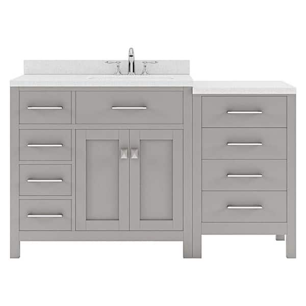 Virtu USA Caroline Parkway 57 in. W x 22 in. D x 35 in. H Single Sink Bath Vanity in Gray with Quartz Top
