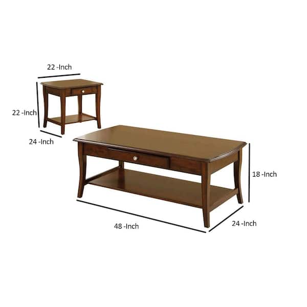 H Brown 1 Coffee Table And 2 End Tables, 2 Piece Coffee Table Set B M