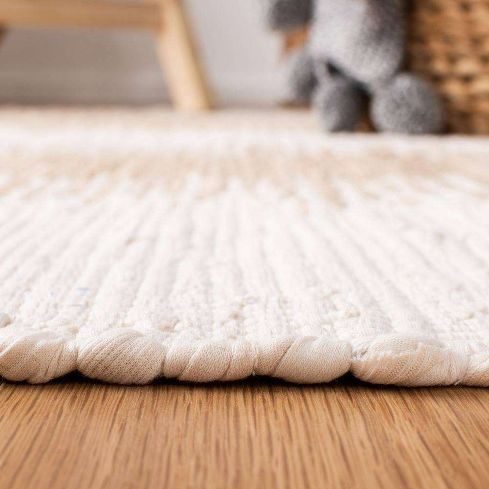 Ivory and Beige Handwoven Cotton 8' x 10' Area Rug