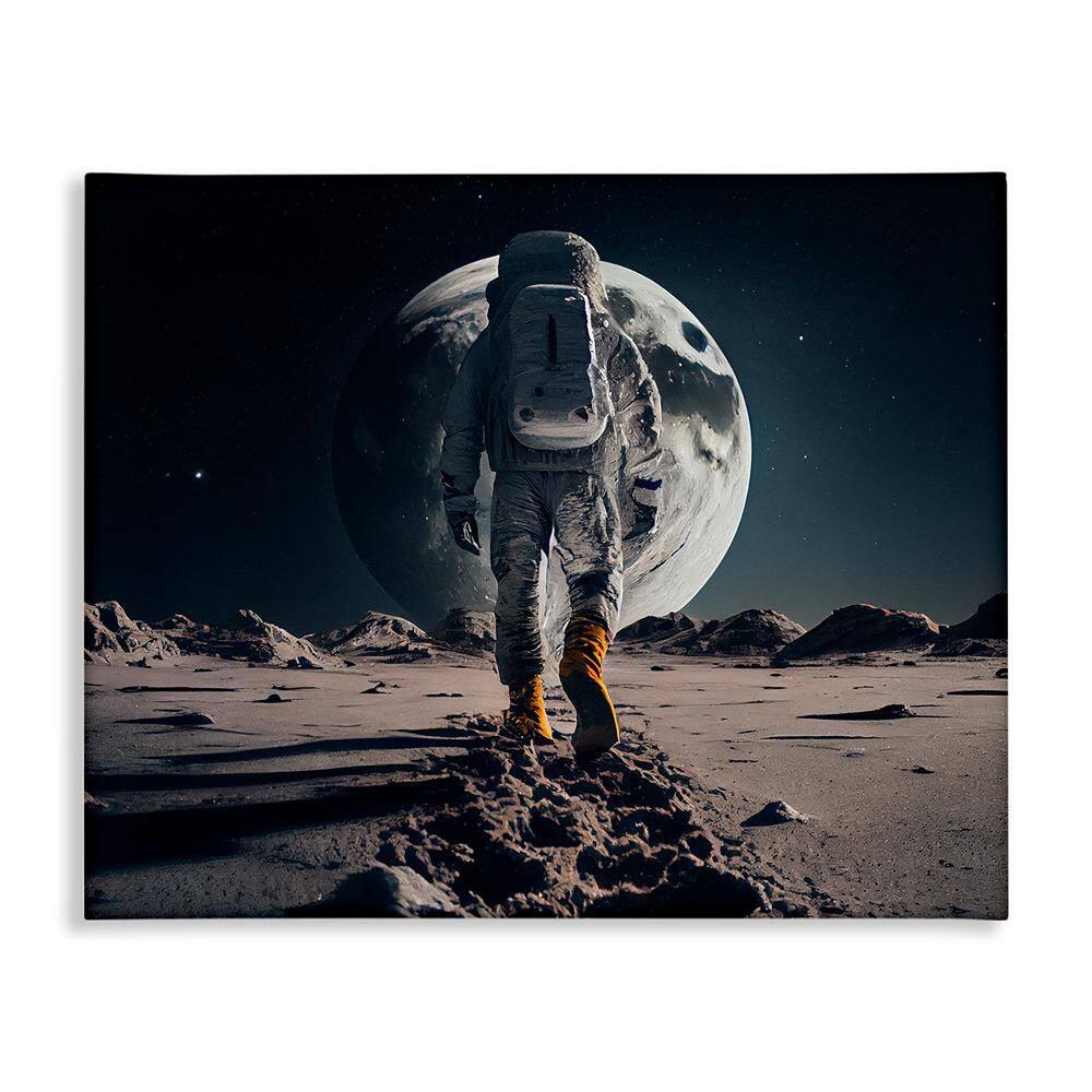 Man On Moon Outer Space Astronaut by CyberGeek Design 1 Piece Unframed Astronomy Graphic Art Print 16 in. x 20 in. price history on PriceWatchPro