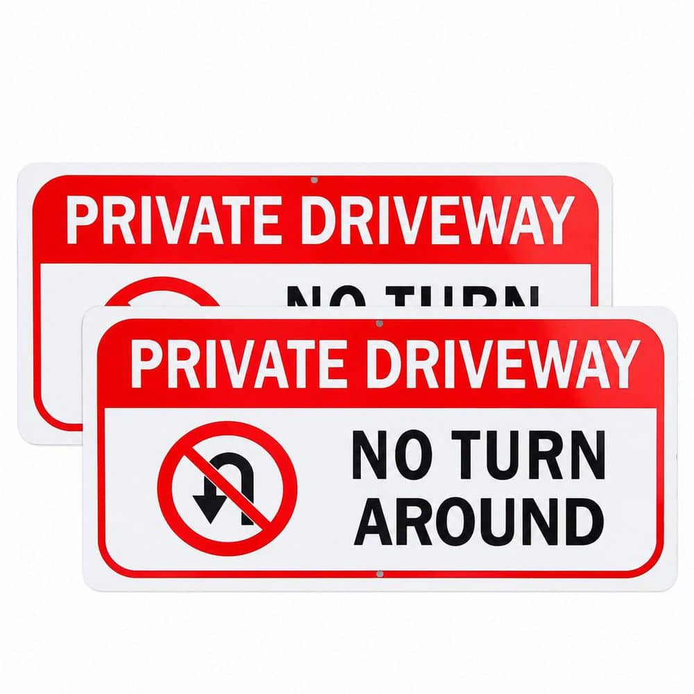 2 Pack 14 in. x 7 in. Aluminum Reflective Private Driveway No Turn Around Sign Rust Free UV Weatherproof price history on PriceWatchPro
