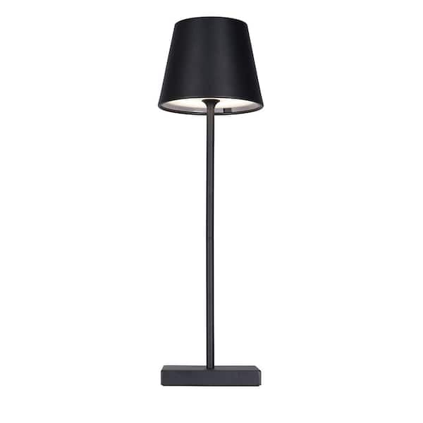 Catalina Lighting Lumea Touch 14.95 in. Black Bedside Table Lamp with Black Metal Shade
