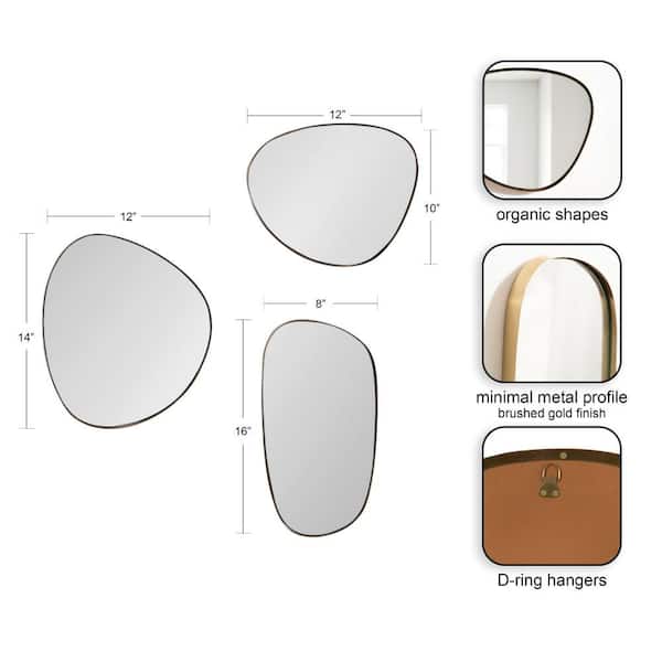 Rollo Gold 16 in. W x 8 in. H Modern Irregular Metal Framed Mirror