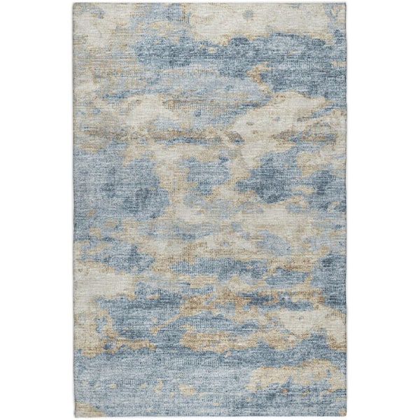 Dream Shag Premium Machine Washable Abstract ADS71 Blue 3 ft. x 5 ft. Area Rug