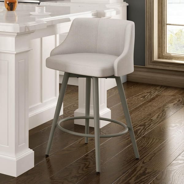 Amisco Duncan 26 in. Matt Light Grey Metal Pale Grey Polyester Counter Stool