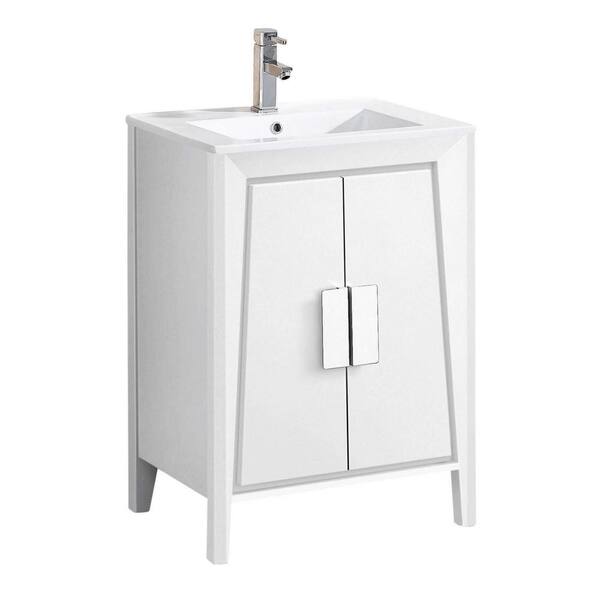FINE FIXTURES Imperial 24 in. W x 18.11 in D. x 33.5 in. H Bathroom Vanity in White Ashtree with White Ceramic Top