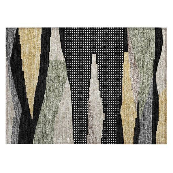 Chantille Machine Washable Indoor/Outdoor Abstract ACN2761 Black 3 ft. x 4 ft. Area Rug