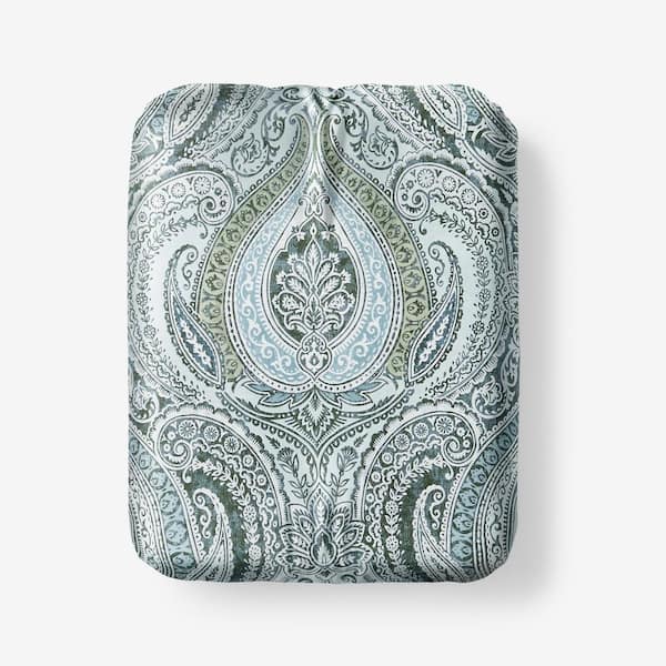 The Company Store Legends Luxury Grand Paisley Green Multi Sateen Twin Fitted Sheet