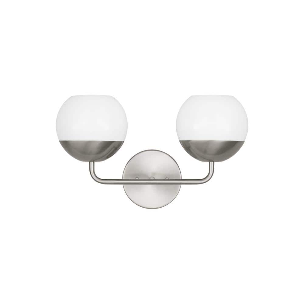 Alvin 16.5 in. 2-Light Brushed Nickel Vanity Light with Milk Glass Shades price history on PriceWatchPro