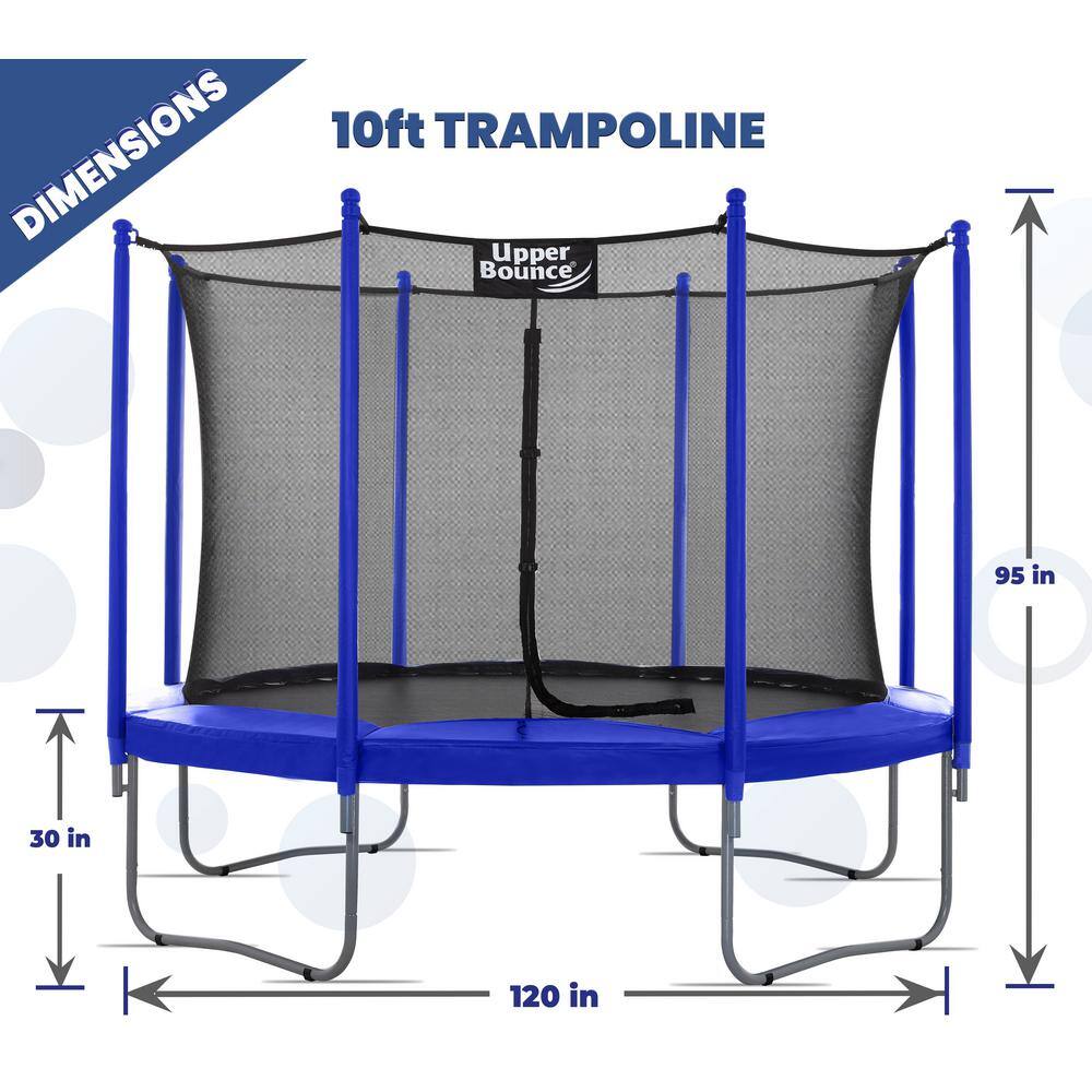 10 ft Round Blue Steel Trampoline with Safety Enclosure