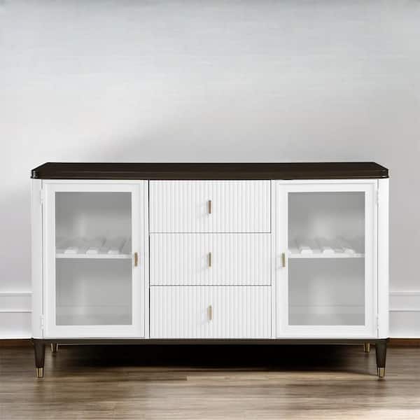 Carena White and Brown Finish Wood 18 in. Sideboard with No Additional Features