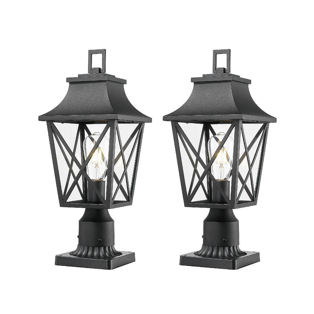19.8 in. 1-Light Waterproof Black Outdoor Hardwired Wall Lantern Sconce wit