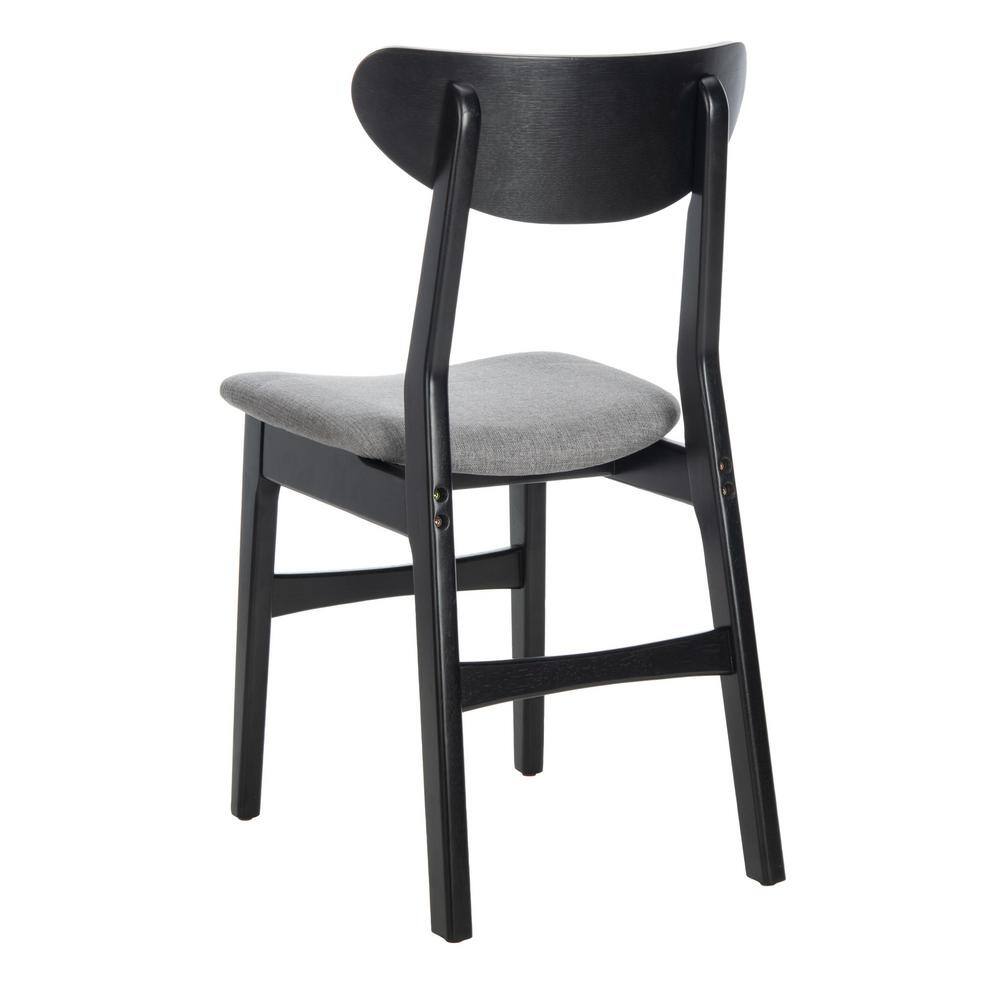 Lucca Black Wood Side Chair with Grey Cushion