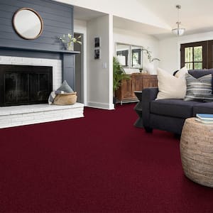 Watercolors II - Grenadine - Red 38.4 oz. Polyester Texture Installed Carpet