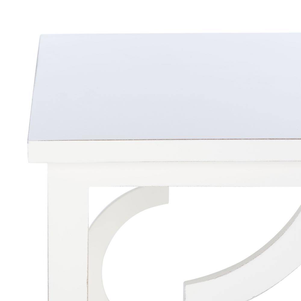Cream Geometric Wood Square End Table