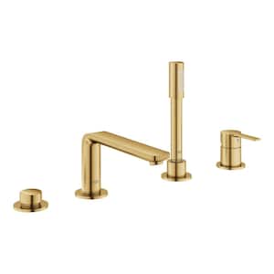 Lineare Single-Handle Deck Mount Roman Tub Faucet with Hand Shower and Tub/Shower Diverter in Brushed Cool Sunrise