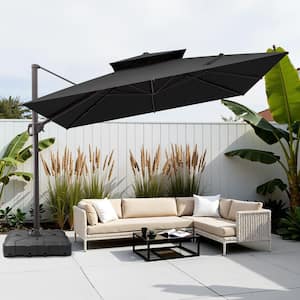 cantilever umbrella tan offset pre-lit 11-ft patio umbrella with base OLILAWN 11FT BaseOutdoor Large Round Aluminum for Garden Deck Pool, OL-HT030 foot outdoor patio umbrella 11' Octagon Beige Canopy Patio