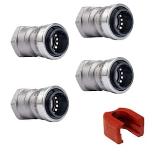 1/2 in. Stainless Steel Push-to-Connect x FIP Adapter Fitting with SlipClip Release Tool (4-Pack)