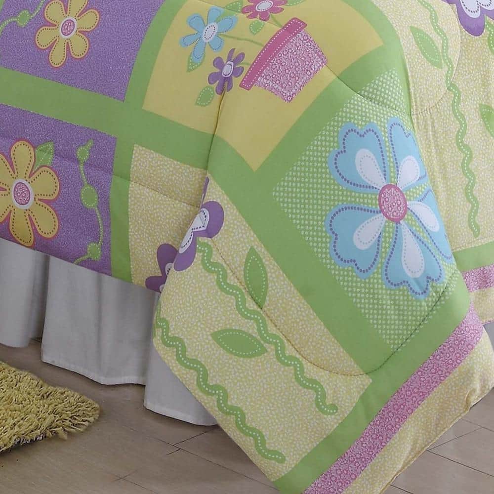 Full Pink and Lavender Microfiber Reversible Kids Bedspread Set