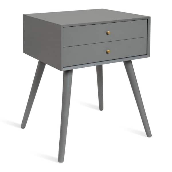 Kate and Laurel Finco 18.00 in. Gray Rectangle Wood End Table with Storage