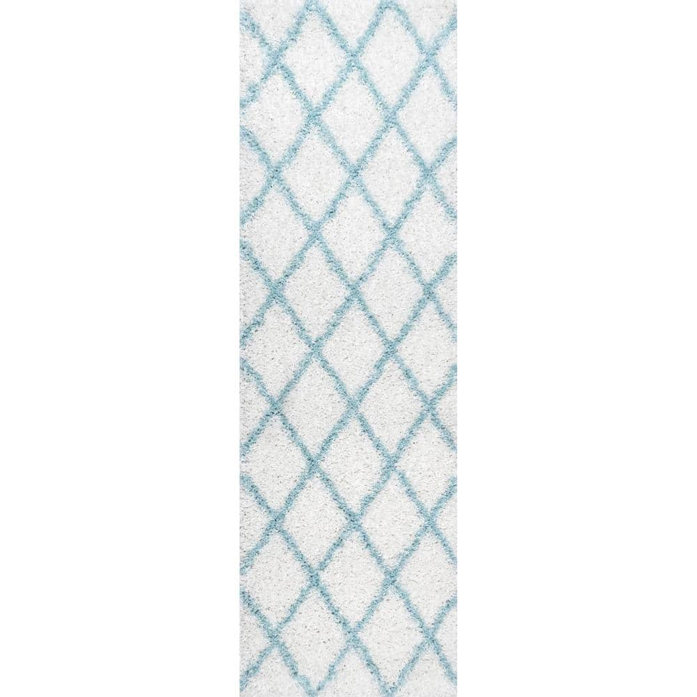 nuLOOM Tess Moroccan Shag Area Rug, Runner 2' 8 x 8', Blue