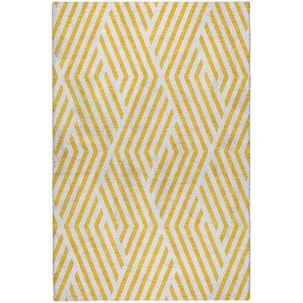 Dream Shag Premium Machine Washable Abstract ADS550 Yellow 3 ft. x 5 ft. Area Rug