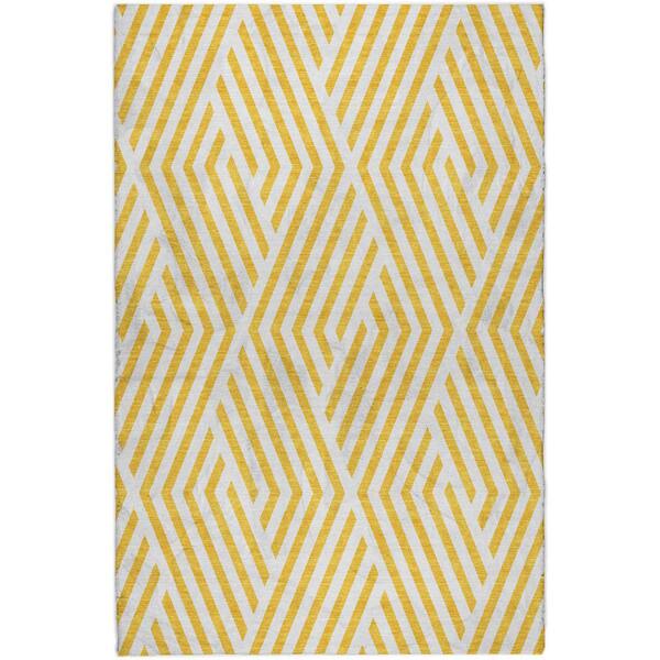 Dream Shag Premium Machine Washable Abstract ADS550 Yellow 9 ft. x 12 ft. Area Rug