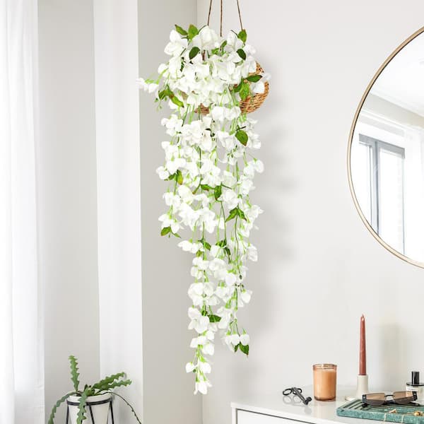 LIVING LUXURY 50 in. Cream White Artificial Bougainvillea Flower