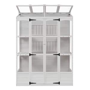 57.9 in. W x 29.1 in. D x 78.1 in. H White 78-inch Wooden Greenhouse, Walk-in Outdoor Greenhouse