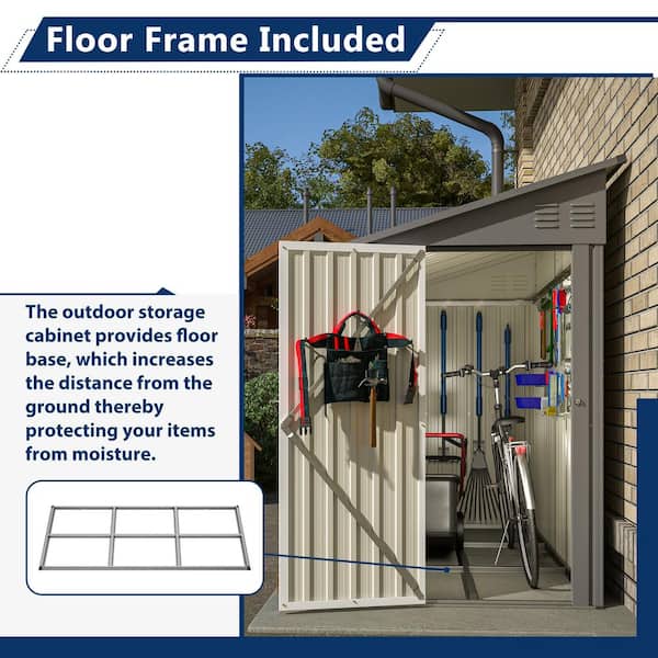 Thanaddo 4 ft. W x 8 ft. D Metal Storage Lean-To Shed, Gray (30 sq