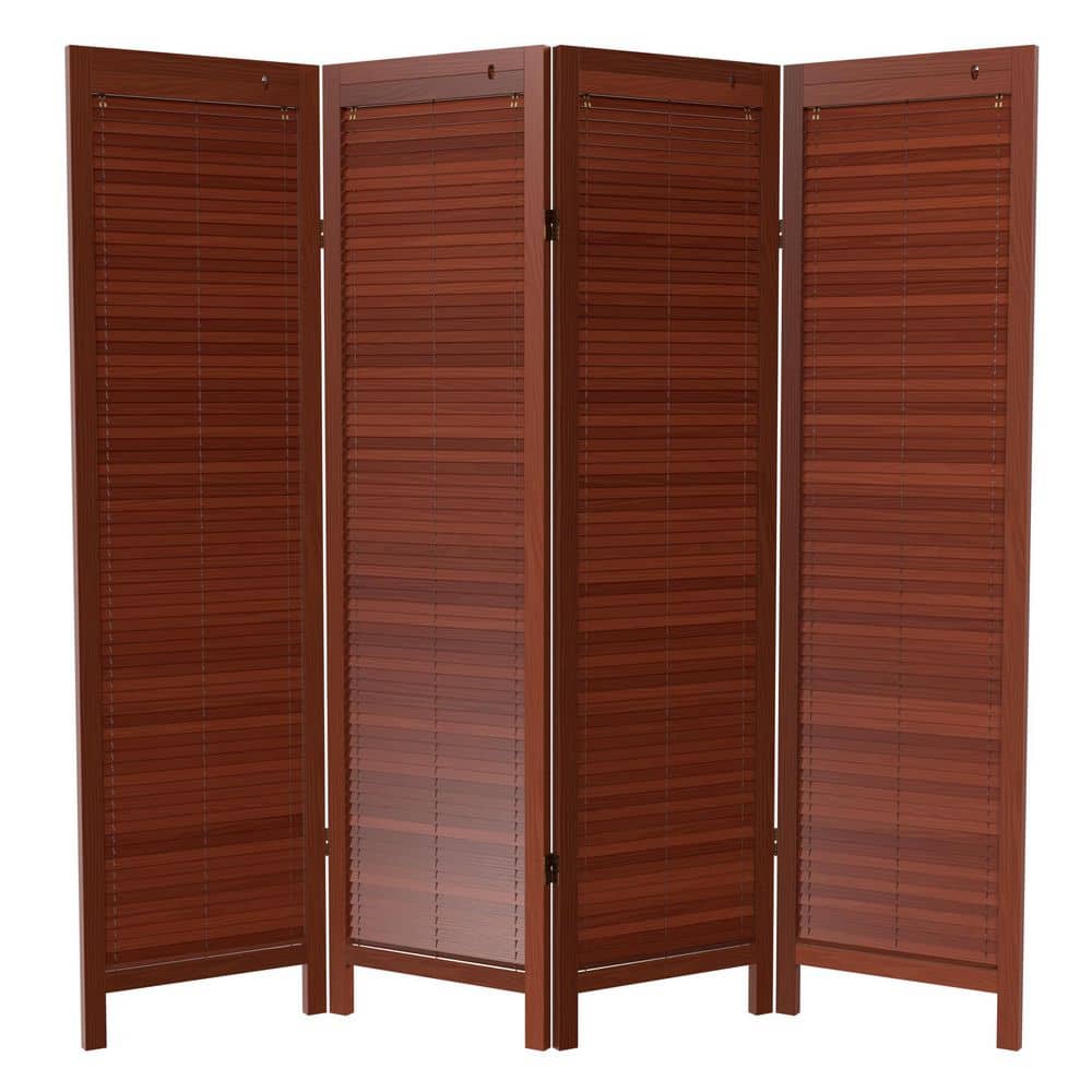 Walnut 6 ft. Tall Adjustable Shutter 4-Panel Room Divider