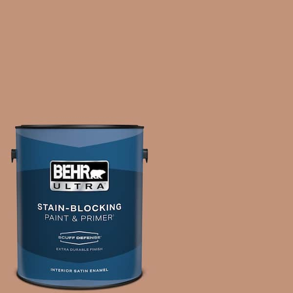 BEHR ULTRA 1 gal. #ICC-101 Florentine Clay Extra Durable Satin Enamel Interior Paint & Primer