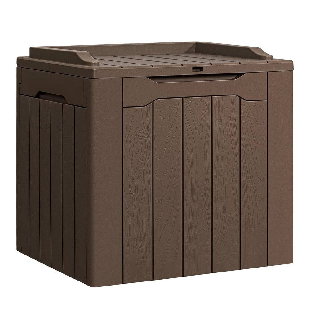 31 Gal. Deep Brown Waterproof Resin Deck Box with Lockable Lid