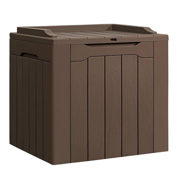 Unbranded 31 Gal. Deep Brown Waterproof Resin Deck Box with Lockable Lid