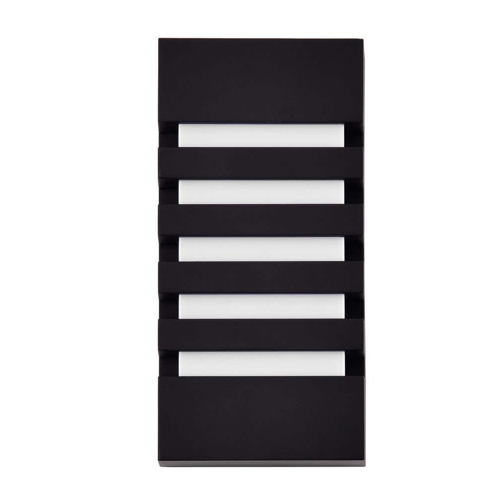 Sleek 9.75" Black LED Outdoor Wall Lantern with Dimmable Light