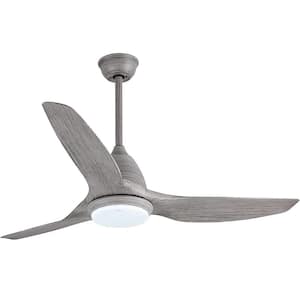 52 in. Indoor Grey Ceiling Fan with Light Kit and Remote Control LED Ceiling Light (No Bulb)