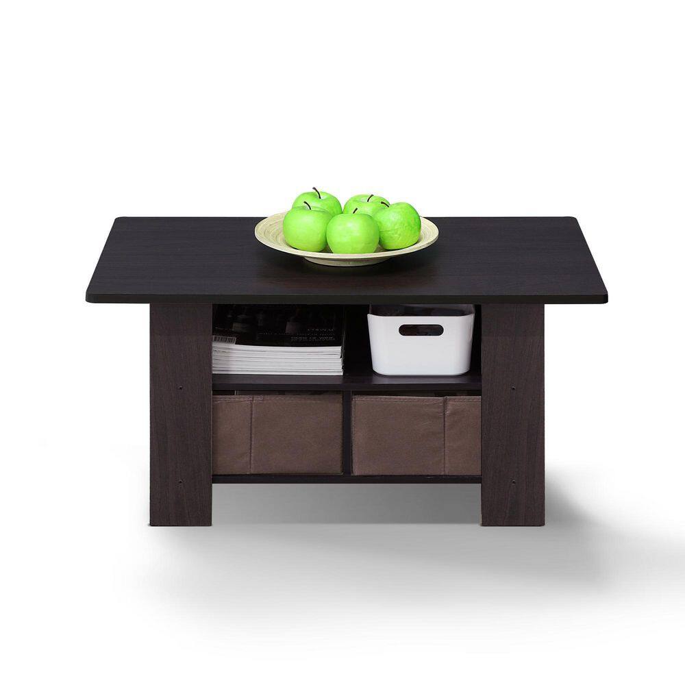 Andrey Dark Walnut Rectangular Coffee Table with Storage Bin