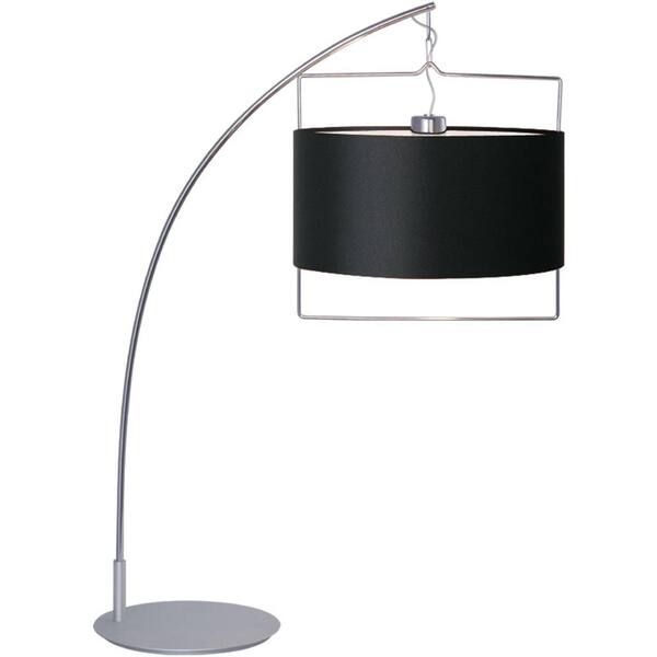 Illumine 1-Light Satin Nickel/Polished Chrome Table Lamp with Black Fabric Shade-DISCONTINUED