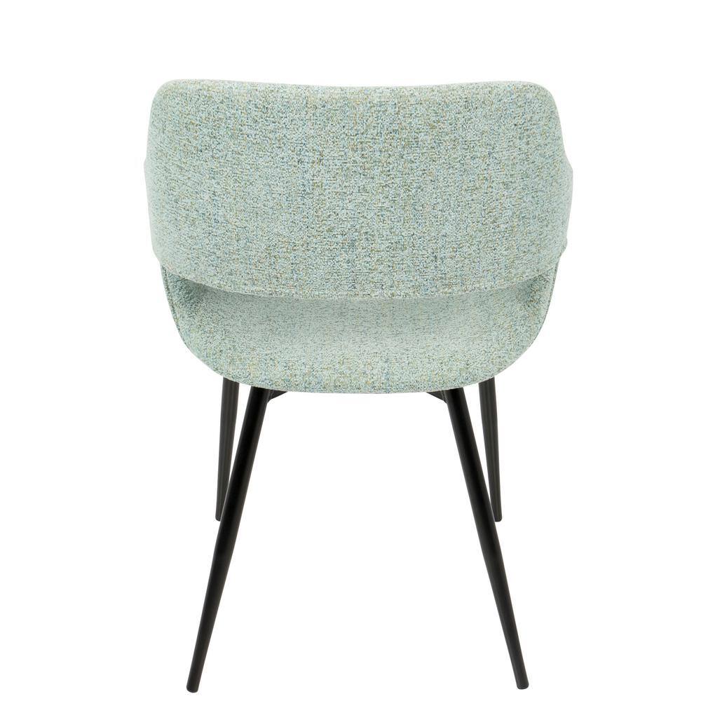 Light Green Upholstered Mid Century Modern Arm Chair with Metal Legs