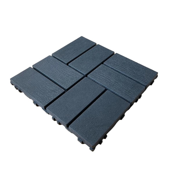 Unbranded Dark Gray Waterproof Patio 11.8 in. x 11.8 in. Square Plastic Interlocking Deck Tiles (44-Pack)