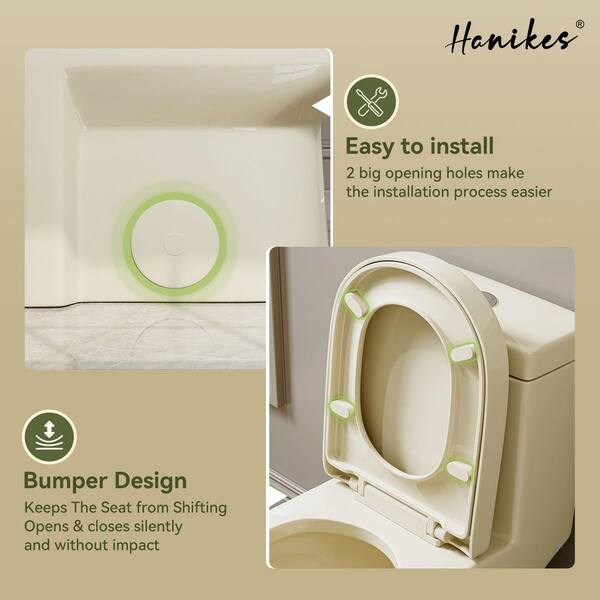 honeyブラック38 Hanikes 1-Piece 1.1/1.6 GPF Dual Flush Compact Round Toilet